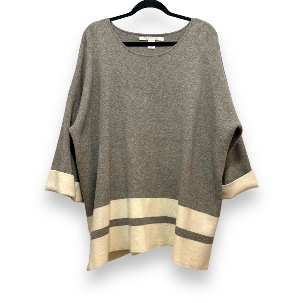 Max Studio Woman Gray and Cream Stripe Sweater
